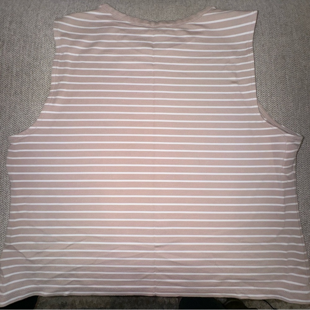 Rachel Zoe Striped Slight Crop Tank Top Beige & White Size XL